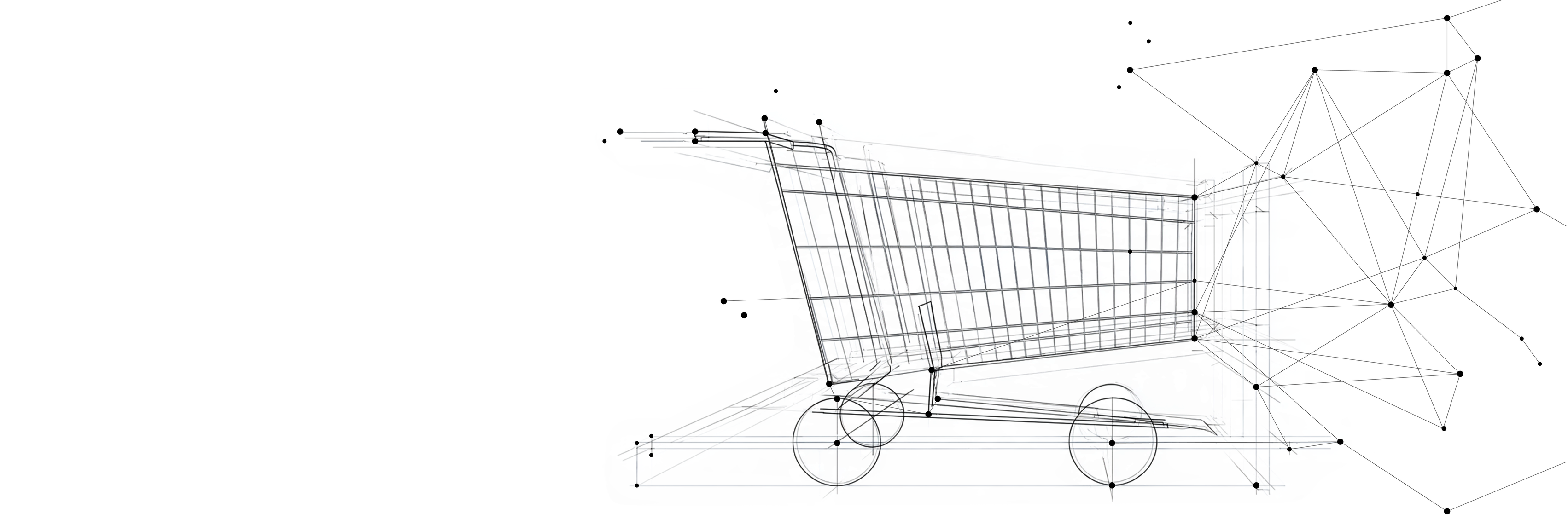 Einkaufswagen aus Linien und Knotenpunkten