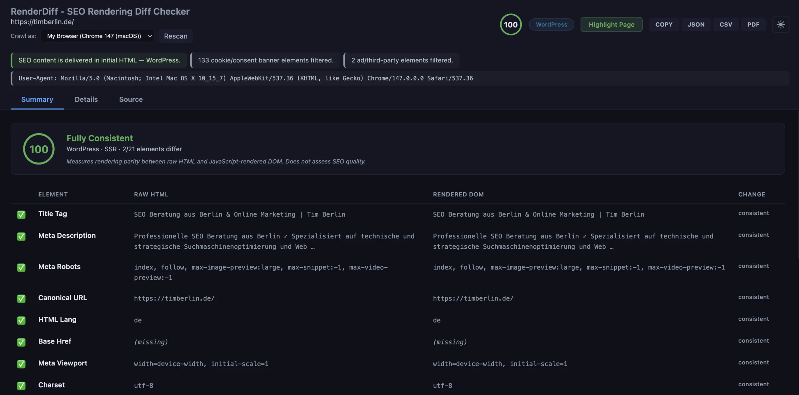 RenderDiff - SEO Rendering Diff Checker